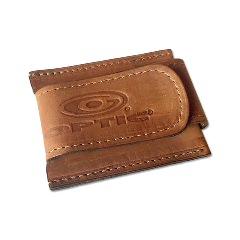 Optic Tan Leather Stitched Wallet Money Clip