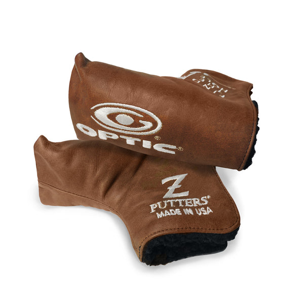 Leather Optic Z Headcover Brown Leather with White Embroidery